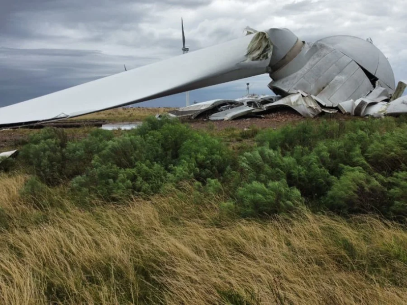 Vendaval provoca queda de turbina de aerogerador em Sant’Ana do Livramento