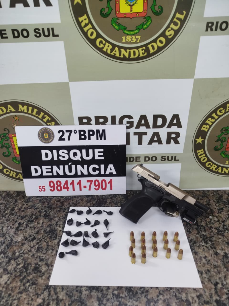 Brigada Militar prende homem por tráfico de drogas e porte ilegal de arma em Santo Ângelo