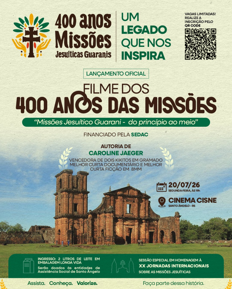 Cinema Cisne recebe lançamento do documentário Missões 400 Anos – Do Princípio ao Meio
