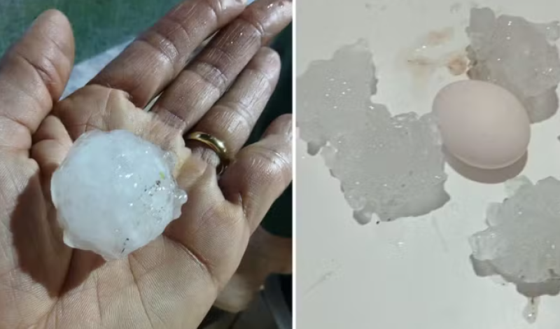 RS registra queda de granizo durante temporais; pedras chegam a grande tamanho