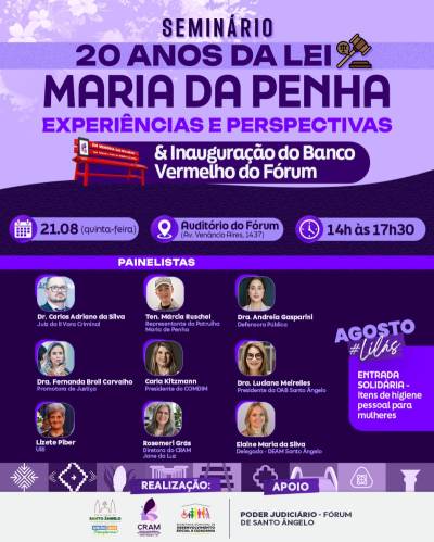 Seminário marca 20 anos da Lei Maria da Penha