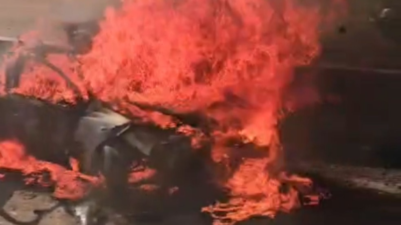 Duas pessoas morrem após carro pegar fogo em acidente na BR-290