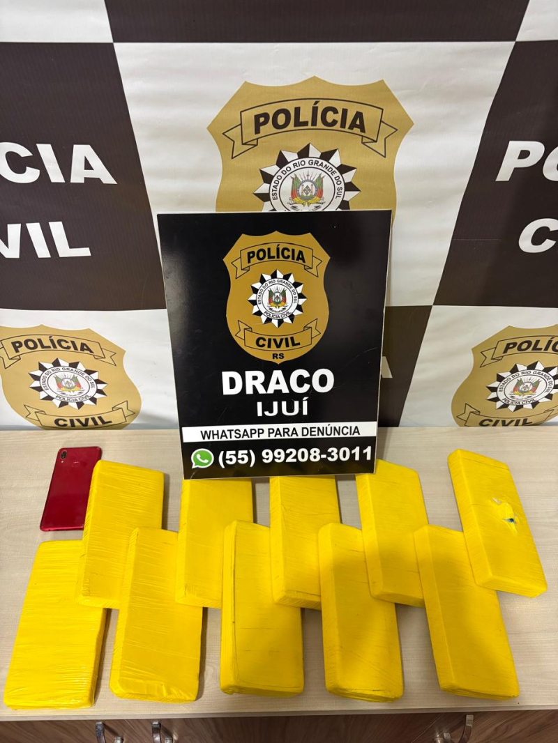 Homem é preso com mais de 10 kg de cocaína durante ação da Polícia Civil em Ijuí