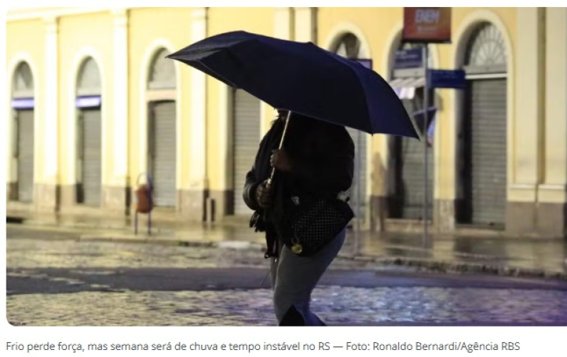 Aviso da Defesa Civil do Rio Grande do Sul prevê virada no tempo e tempestades com granizo e ventos de até 80 km/h